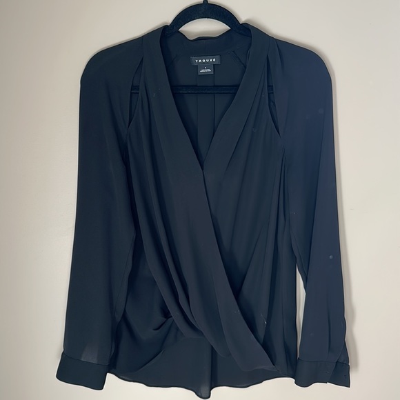 Nordstrom Trouvé cutout surplice top black small 🖤 - Picture 4 of 7